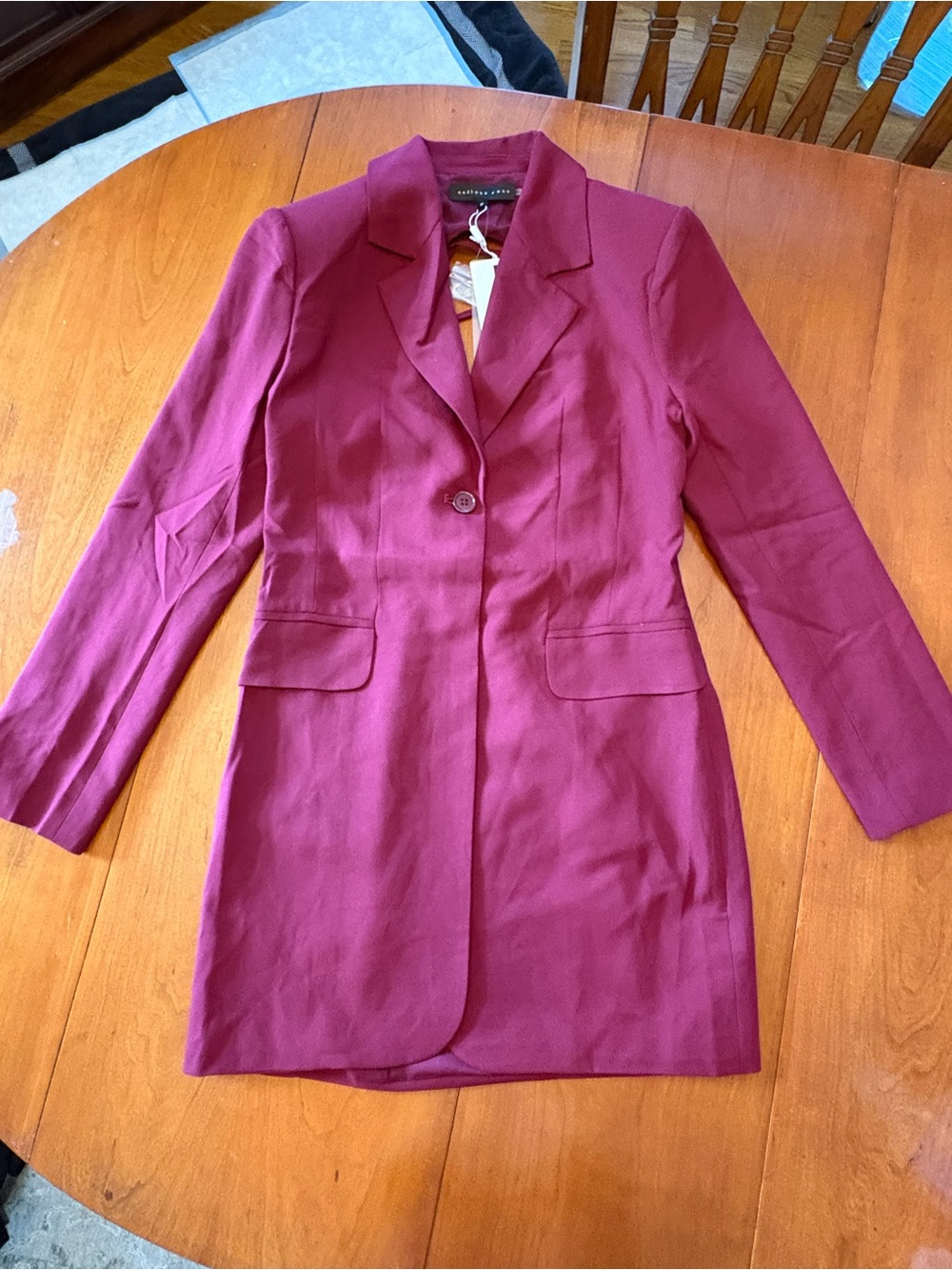 Endless Rose Wine Red Single-Button Blazer